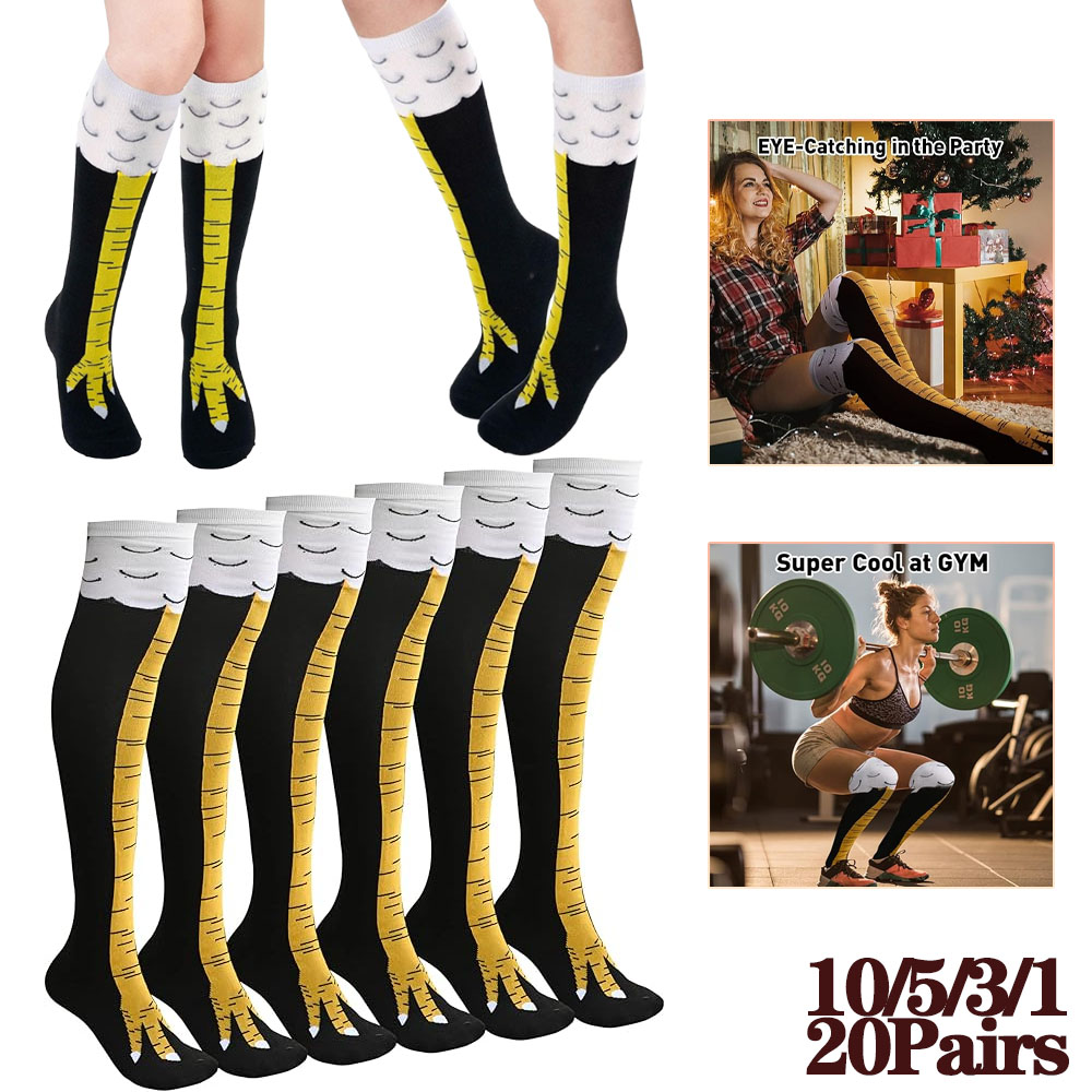 Funny Chicken Leg Socks - 1-20 쌍 여성용 재미있는 3D 닭발