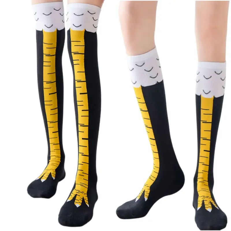 Funny Chicken Leg Socks - 1/2/4 쌍 여성 무릎 높이 양말