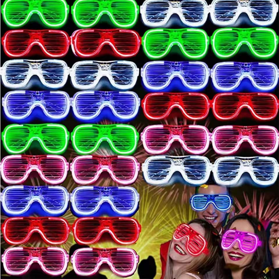 Glow In The Dark Party Glasses - 5-50개 LED 라이트업 안경 세트 5가지