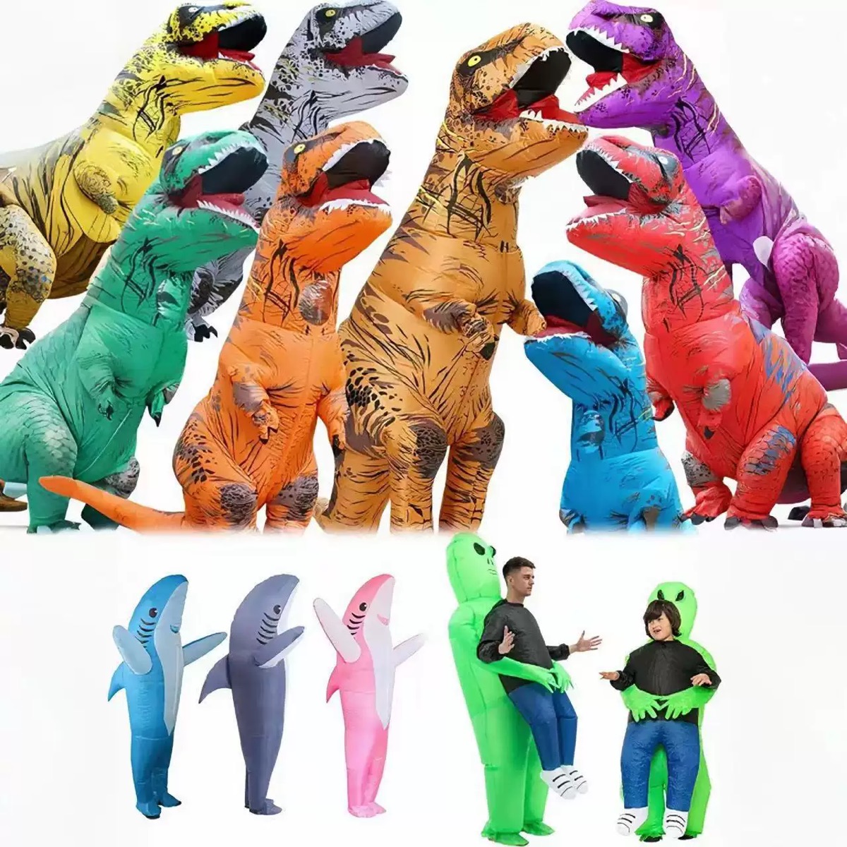 Inflatable Dinosaur Costume Adult - 성인용 공룡 티렉스 풍선 의상, 유니섹스