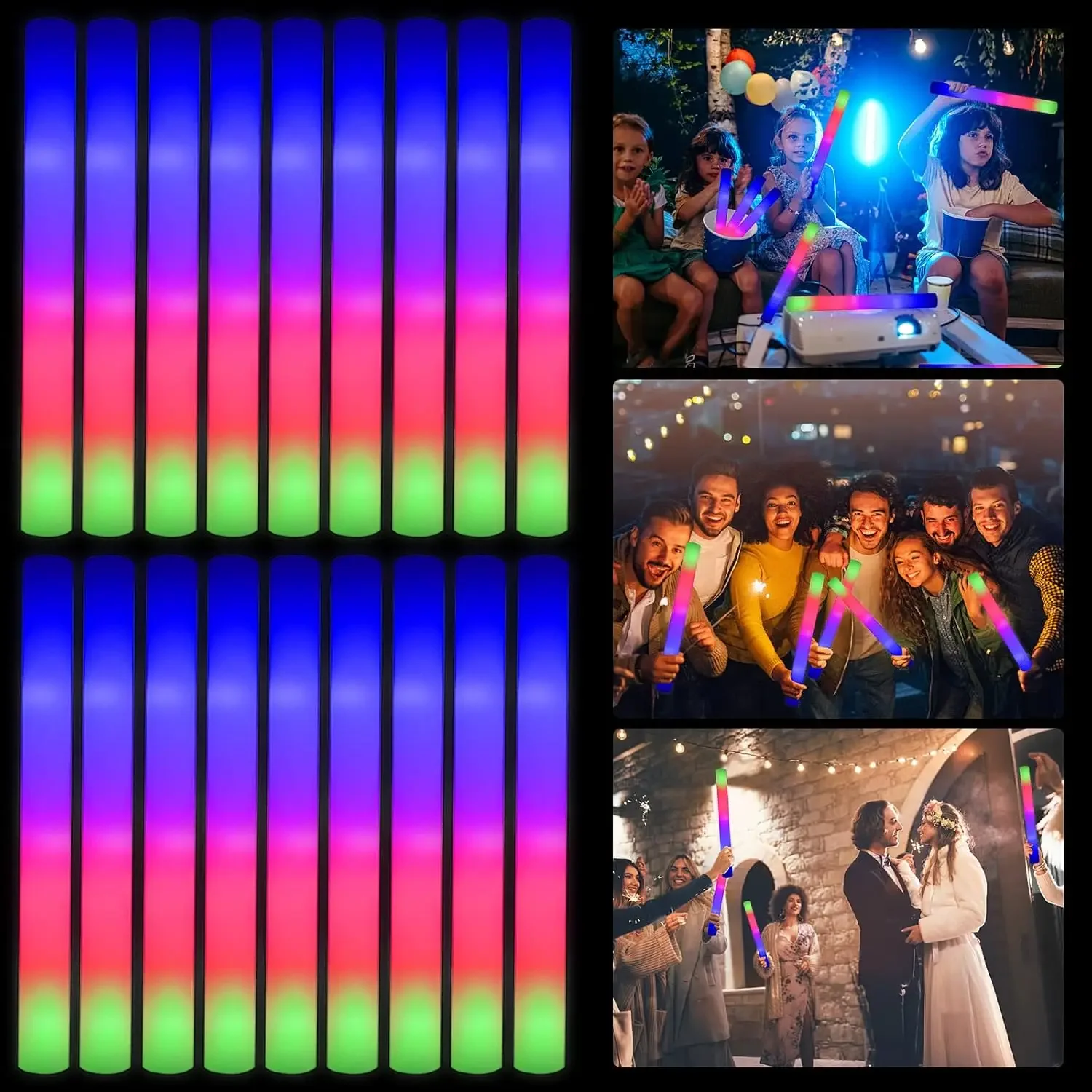 Flashing Led Foam Sticks Party - 50개 LED 폼 글로우 스틱 크리스마스