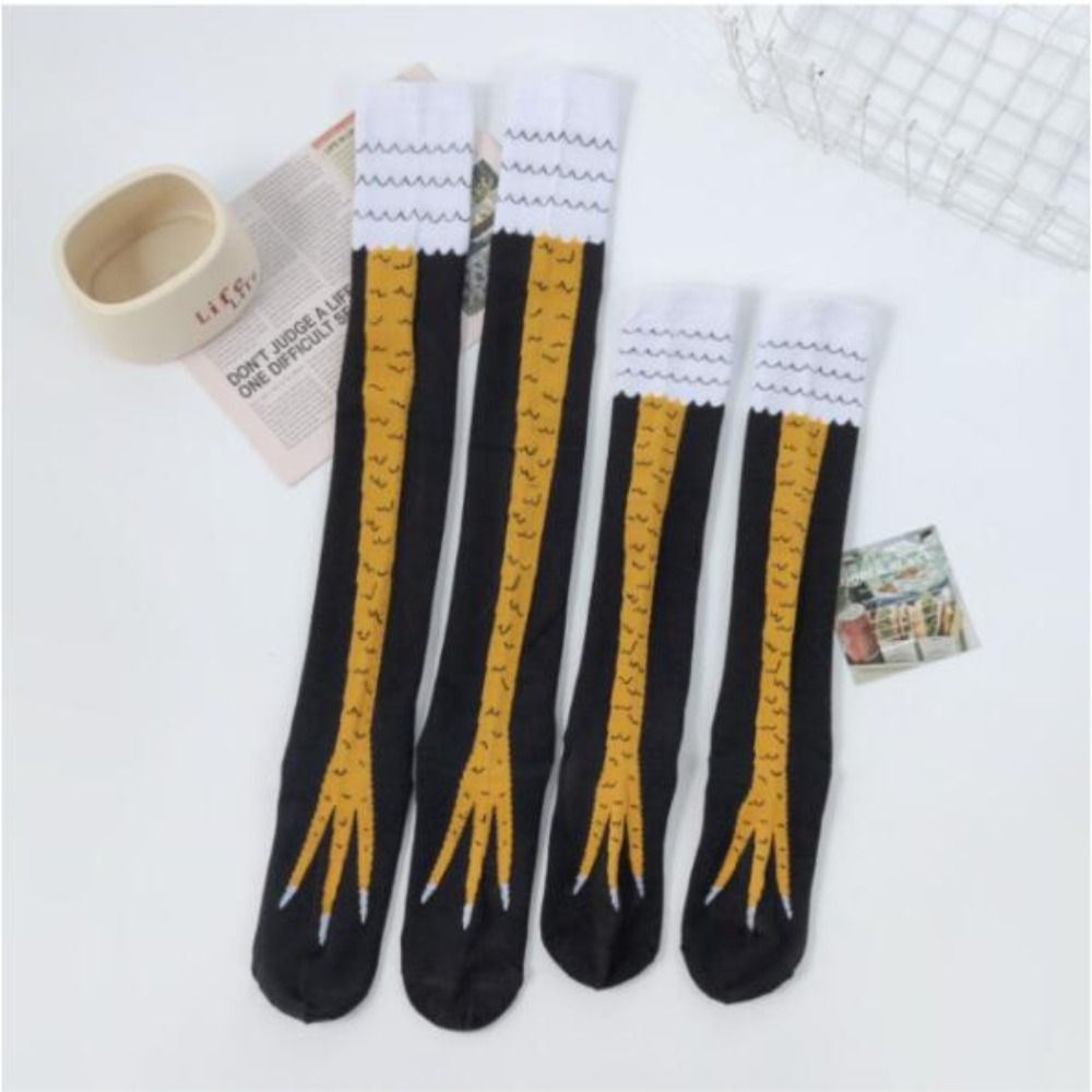Funny Chicken Leg Socks - 노벨티 코튼 하이 튜브 닭발 양말,