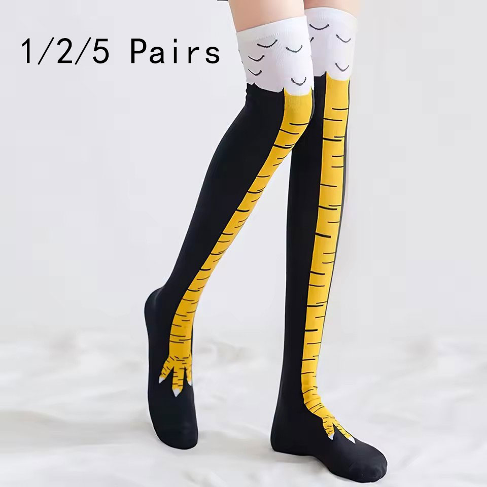 Funny Chicken Leg Socks - 1/2/5/10 쌍 여성용 무릎 길이 양말