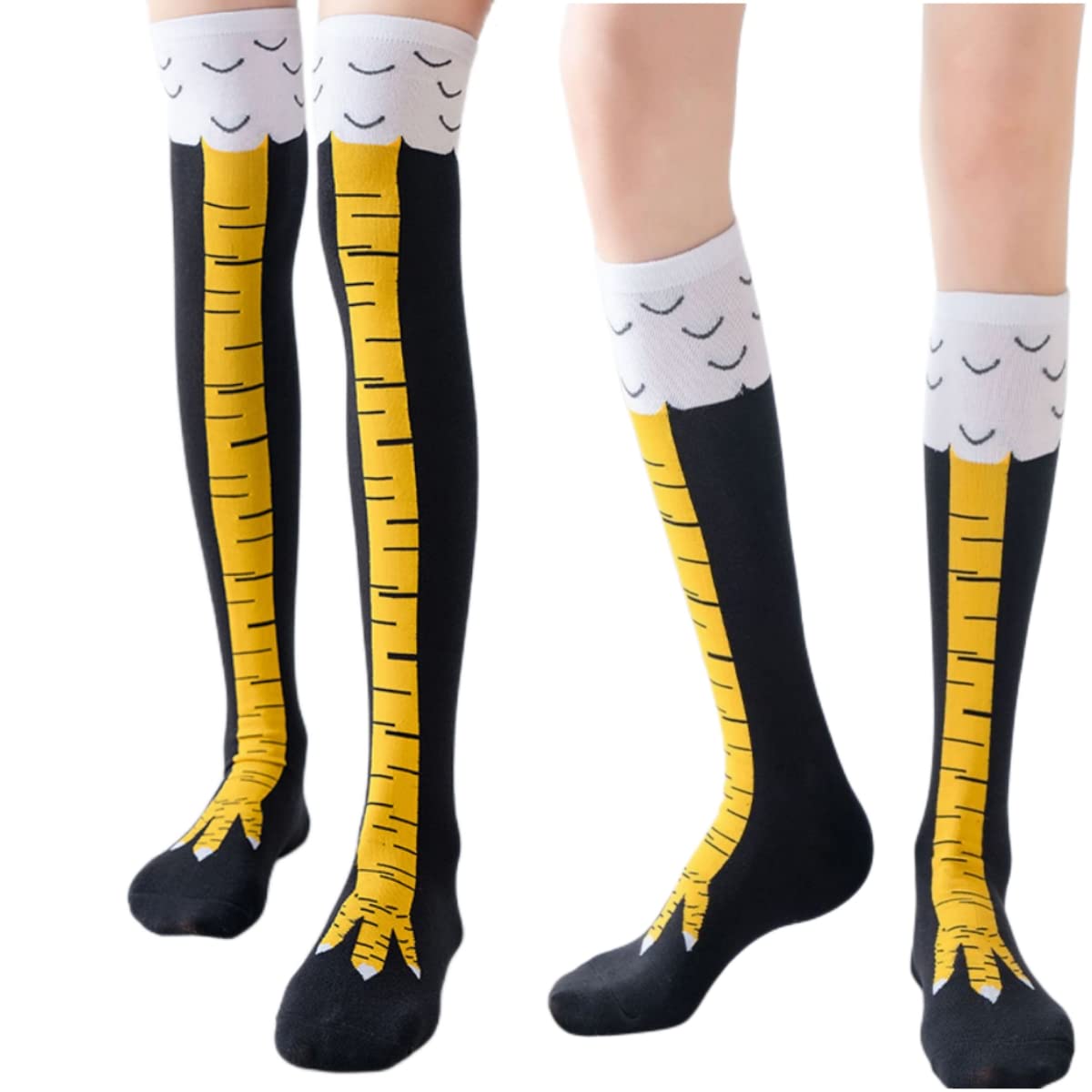 Funny Chicken Leg Socks - 여성용 무릎 높이 양말, 트렌디 만화