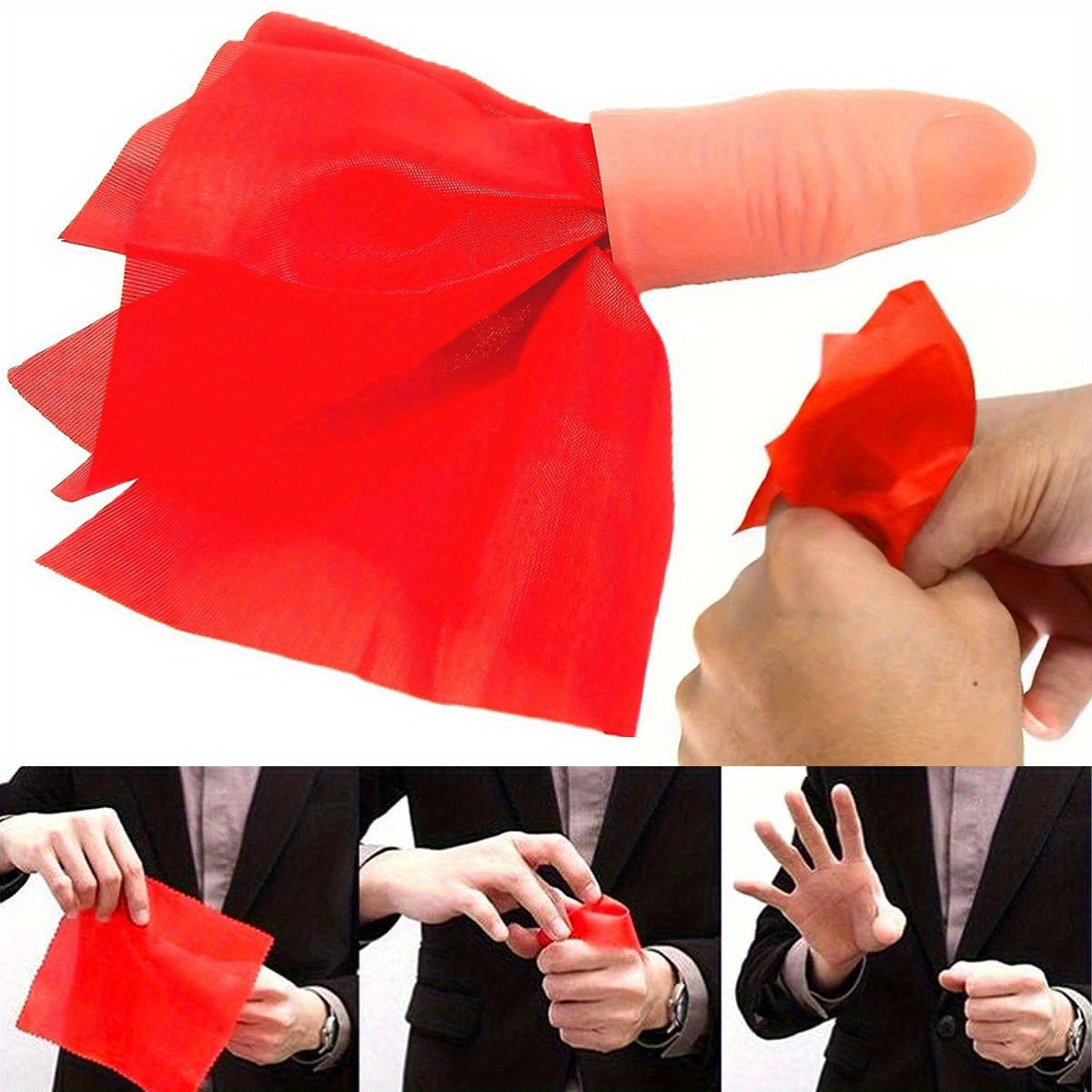 Thumb Tip Magic Trick Set - 1세트 스카프-바니쉬 매직 썸팁 핑거 슬리브