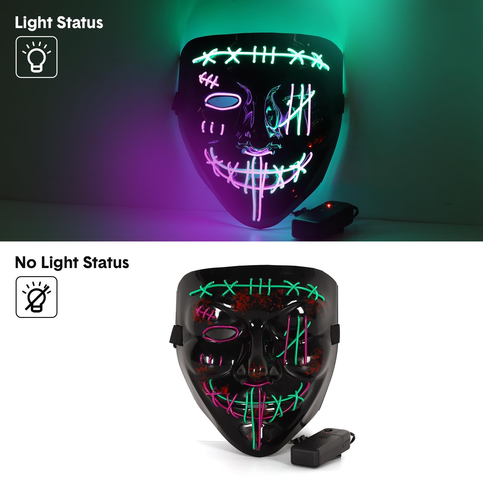 3팩 할로윈 무서운 마스크 LED 마스크 LED 퍼지  - Led Purge Mask Halloween 리뷰 및 가격