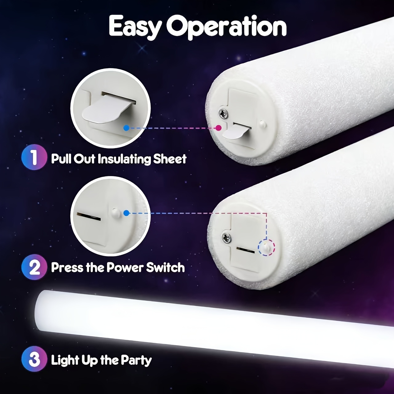 20/30pcs LED 화이트 폼 글로우 스틱 3가지  - Flashing Led Foam Sticks Party 리뷰 및 가격