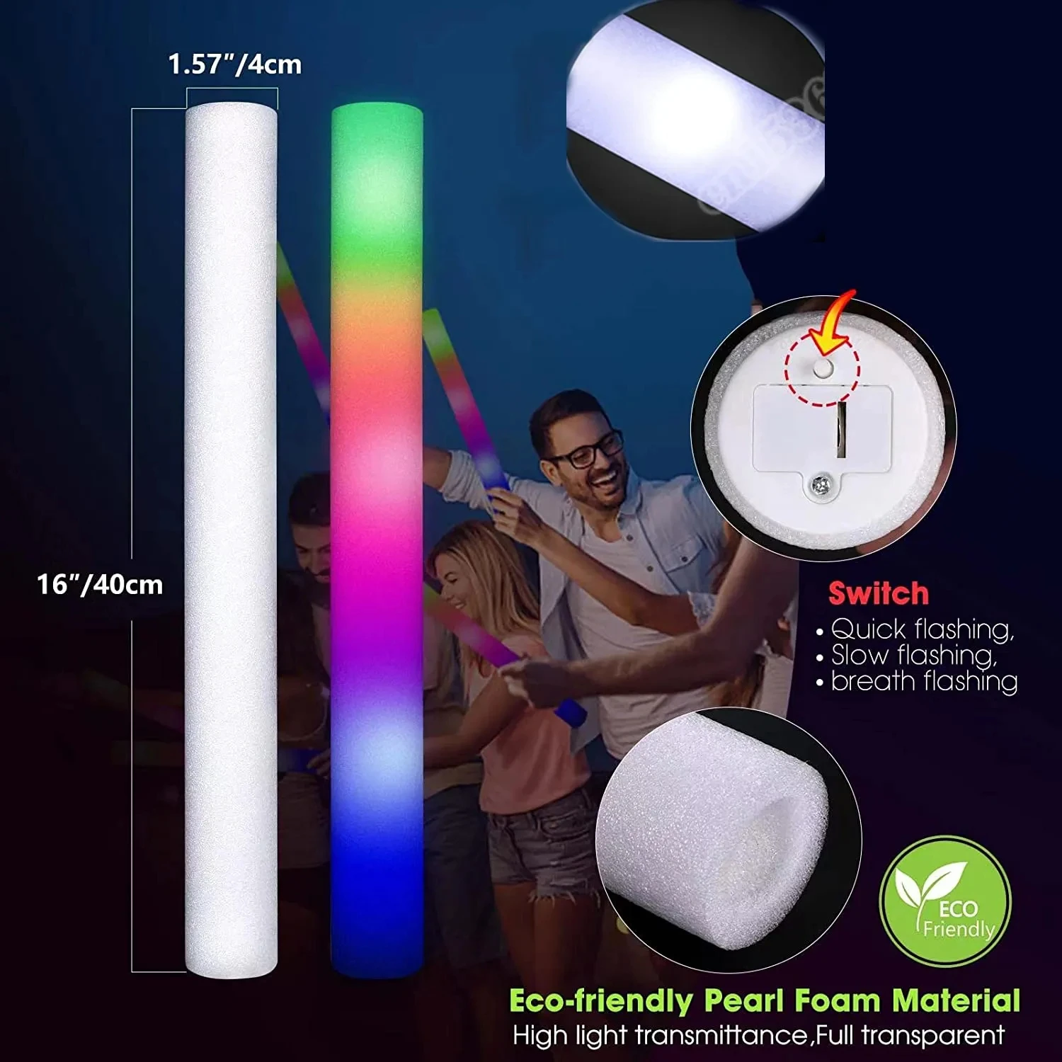 LED 야광봉, 야광 폼 스틱, 맞춤형 개인화 플래싱  - Flashing Led Foam Sticks Party 리뷰 및 가격