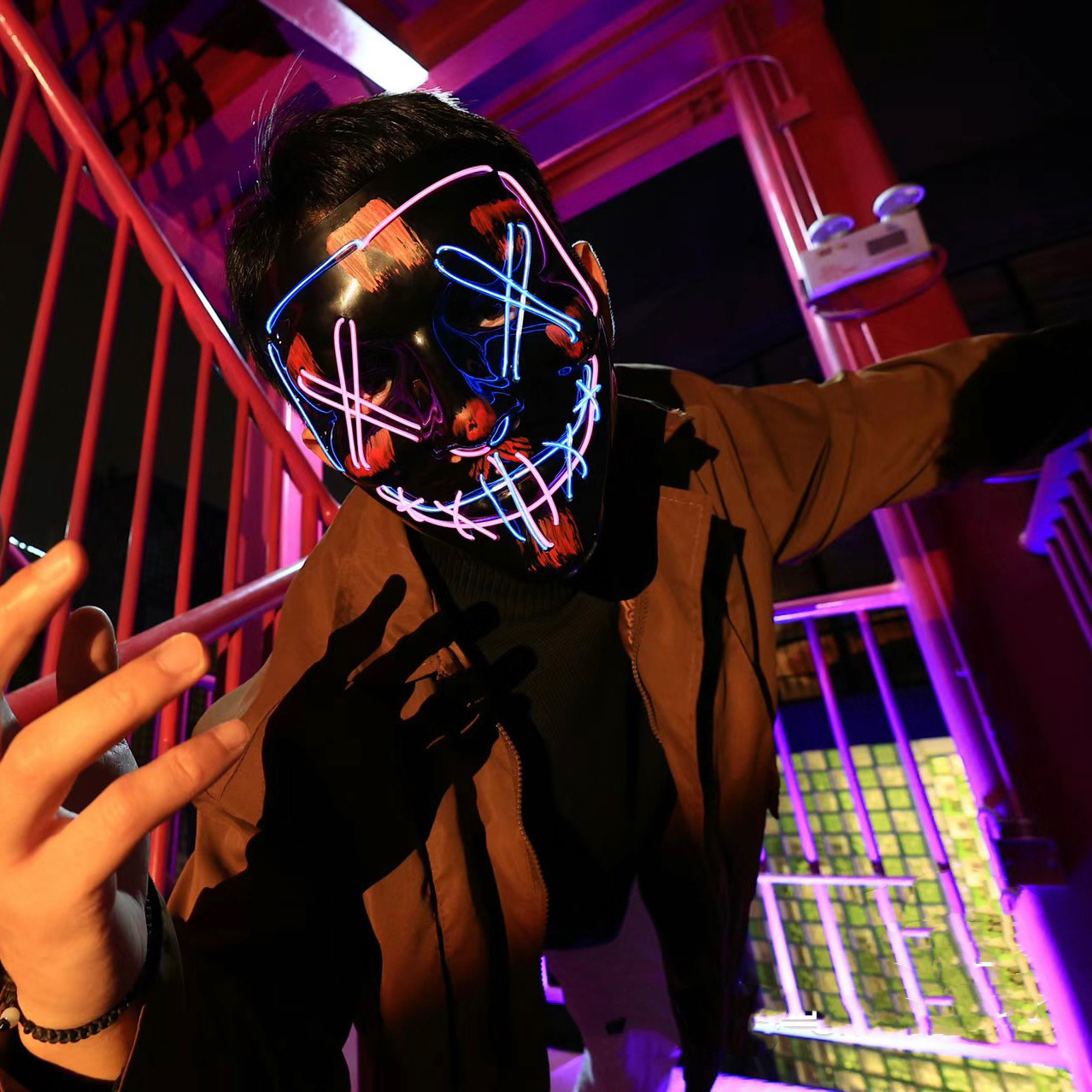 무선 네온 LED 퍼지 마스크 야광 호러 라이트업 코스 - Led Purge Mask Halloween 리뷰 및 가격