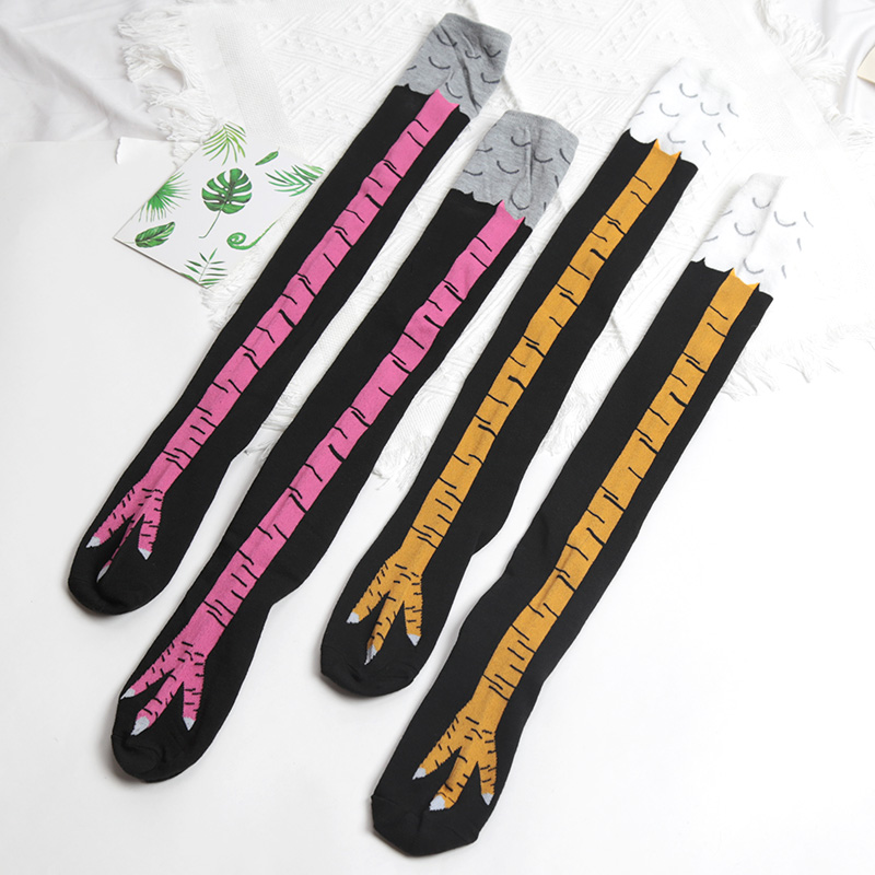 1켤레 여성 프린트 니하이 양말 트렌디 만화 재미있는  - Funny Chicken Leg Socks 리뷰 및 가격