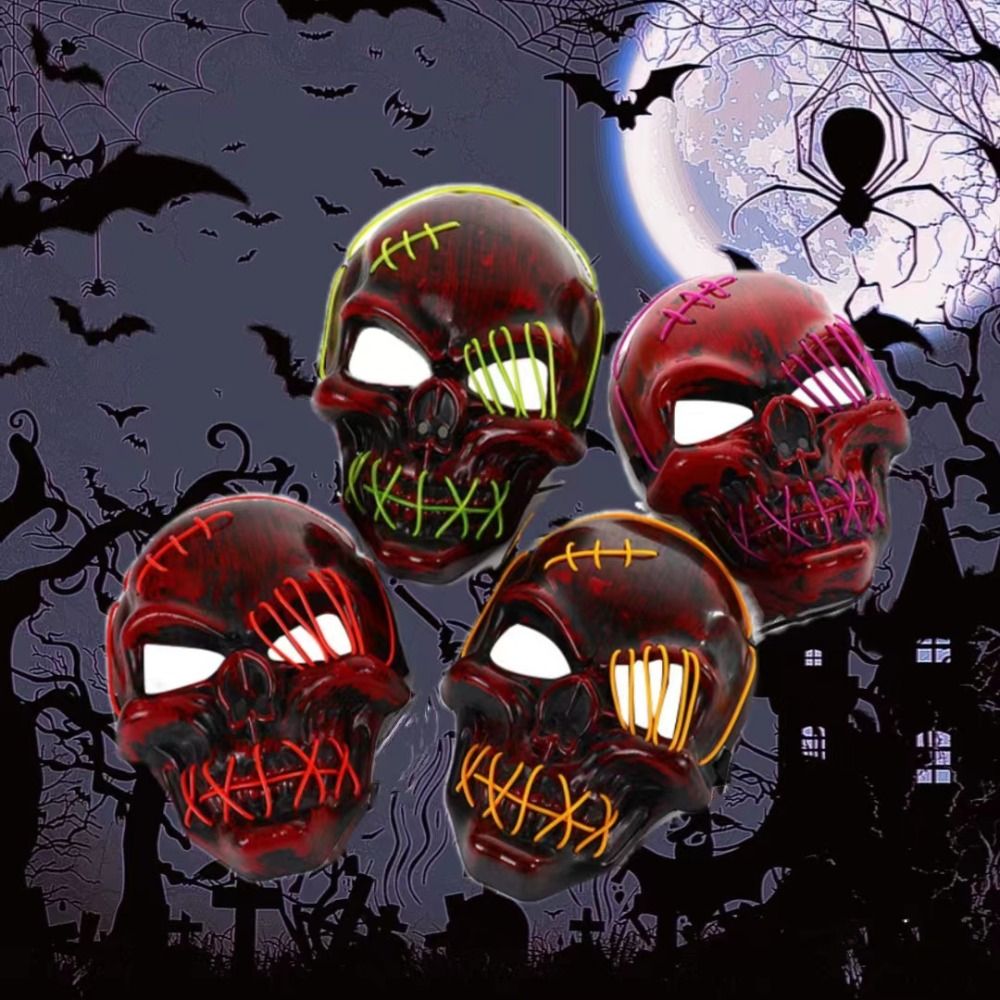 고딕 할로윈 해골 야광 마스크 PP 콜드 라이트 풀 페 - Led Purge Mask Halloween 리뷰 및 가격