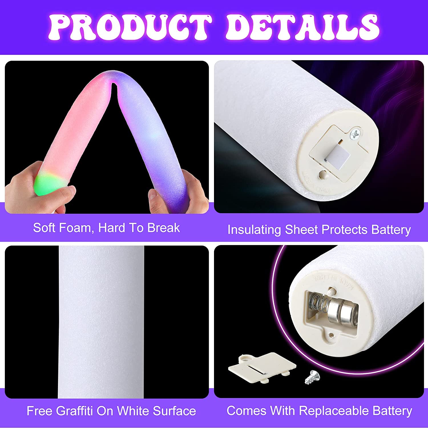 30/60pcs LED 글로우 폼 스틱 깜박이는 글로우 - Flashing Led Foam Sticks Party 리뷰 및 가격