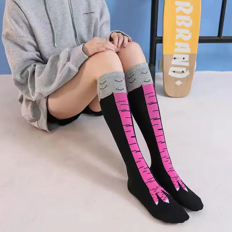 재미있는 닭발 무늬 스타킹 무릎 위 압박 얇은 다리 긴 - Funny Chicken Leg Socks 리뷰 및 가격