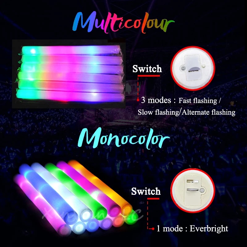 1/15/30개 다채로운 깜박이는 LED 폼 야광봉,  - Flashing Led Foam Sticks Party 리뷰 및 가격