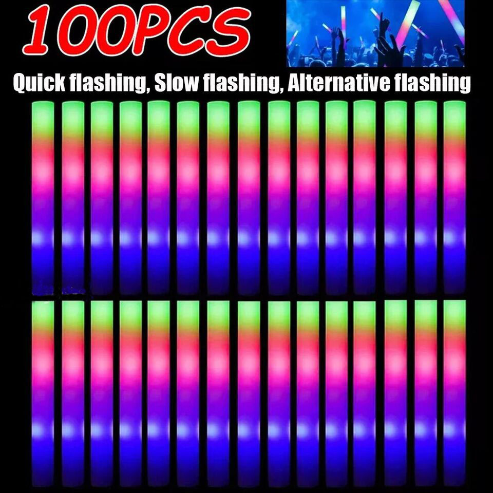 글로우 스틱 대량 100개 LED 라이트업 폼 스틱 3 - Flashing Led Foam Sticks Party 리뷰 및 가격