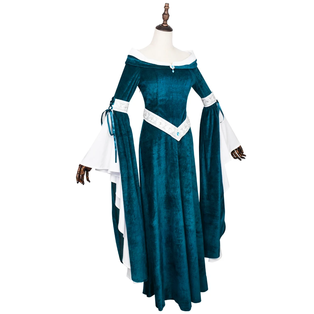 중세 르네상스 엘프 스타일 드레스 오프숄더 청록색 벨벳 - Medieval Renaissance Dress Women 리뷰 및 가격
