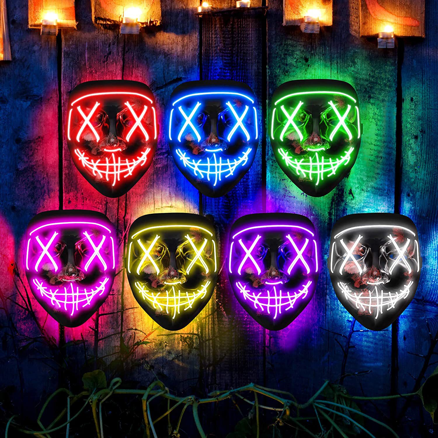 무선 무서운 빛나는 LED 발광 퍼지 마스크, 할로윈  - Led Purge Mask Halloween 리뷰 및 가격