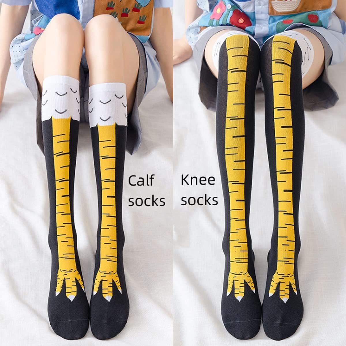 여성용 닭발 프린트 허벅지까지 오는 양말 1/2켤레,  - Funny Chicken Leg Socks 리뷰 및 가격