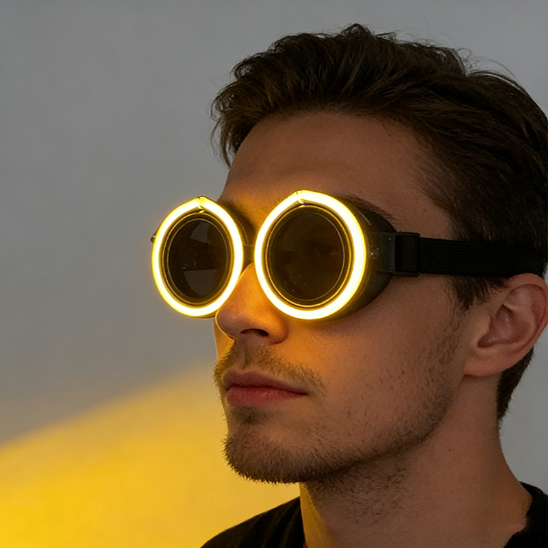 신상품 원형 LED 발광 안경, 다크 렌즈 레즈 스타일 - Glow In The Dark Party Glasses 리뷰 및 가격