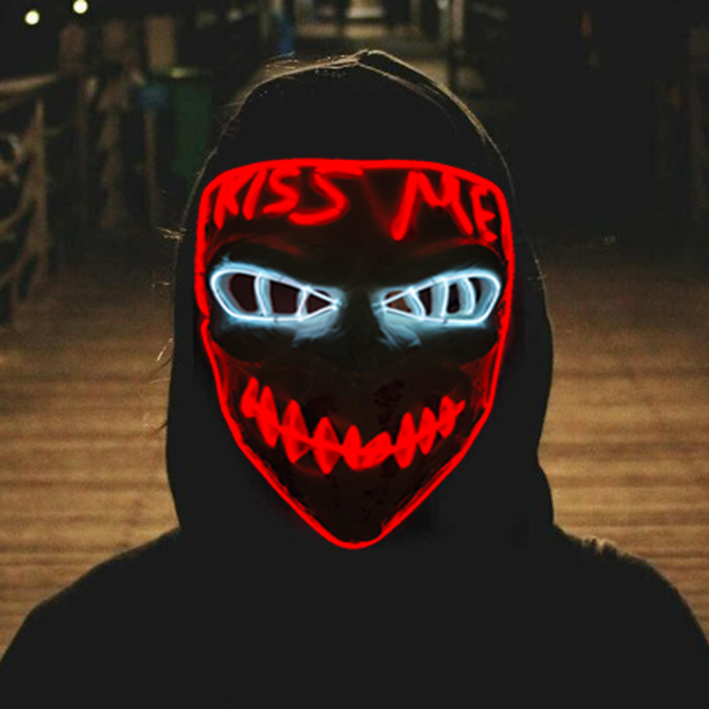 빛나는 코스프레 EL 와이어 네온 마스크, 무서운 해골 - Led Purge Mask Halloween 리뷰 및 가격