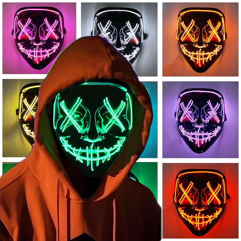 빛나는 코스프레 EL 와이어 네온 마스크, 무서운 해골 - Led Purge Mask Halloween 리뷰 및 가격