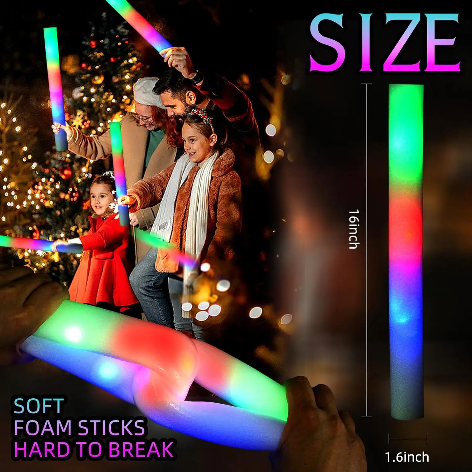 30개 폼 야광봉, 3가지 모드 다채로운 LED 점멸  - Flashing Led Foam Sticks Party 리뷰 및 가격