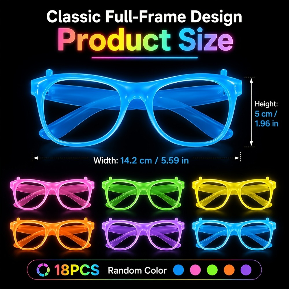 어두운 곳에서 빛나는 무작위 색상의 파티 안경 5/12 - Glow In The Dark Party Glasses 리뷰 및 가격