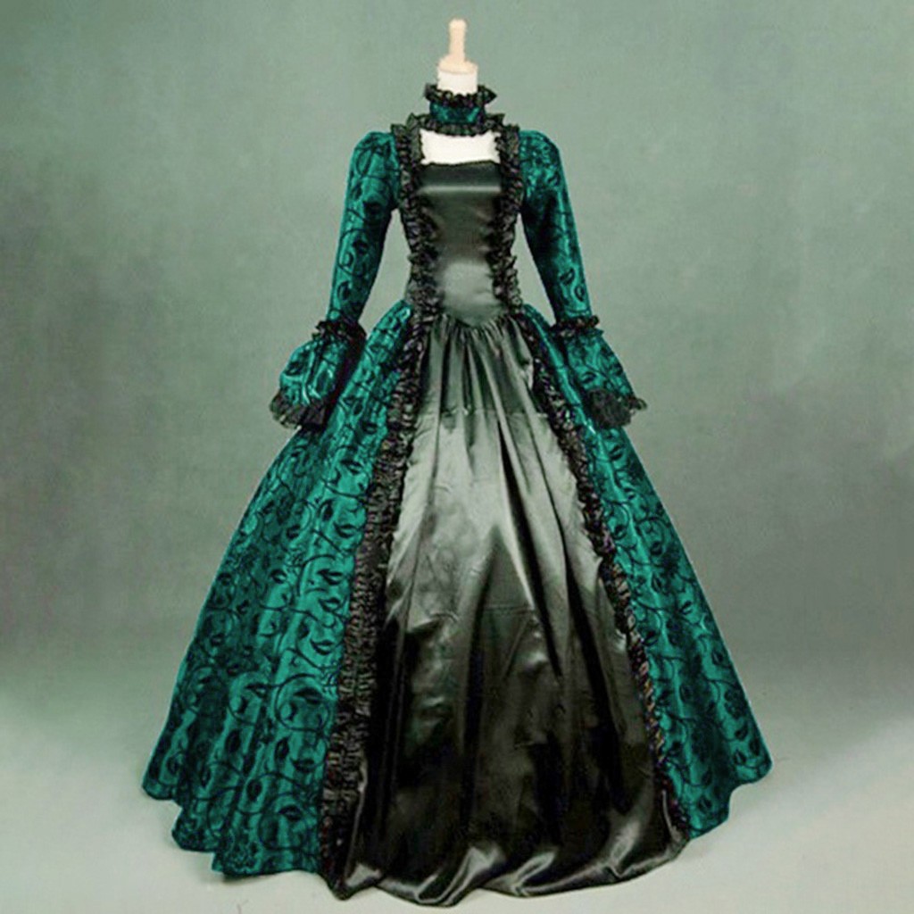 여성 빈티지 절묘한 드레스 고딕 레트로 꽃 프린트 볼  - Medieval Renaissance Dress Women 리뷰 및 가격