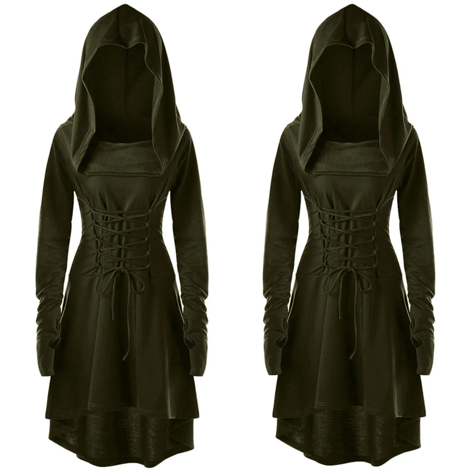 중세 숲속 여성 궁수 의상 후드가 달린 요정 코스프레  - Medieval Renaissance Dress Women 리뷰 및 가격