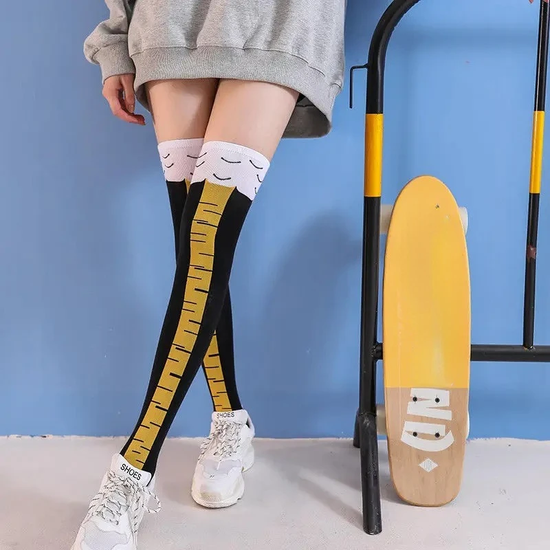 재미있는 닭발 무늬 스타킹 무릎 위 압박 얇은 다리 긴 - Funny Chicken Leg Socks 리뷰 및 가격
