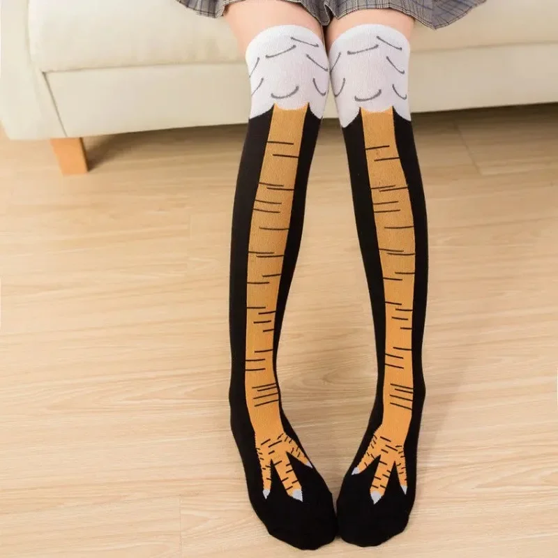 재미있는 닭발 무늬 스타킹 무릎 위 압박 얇은 다리 긴 - Funny Chicken Leg Socks 리뷰 및 가격