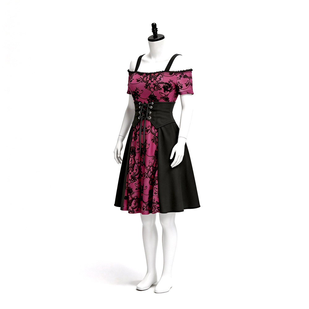 2026 여성 중세 고딕 펑크 레드 블랙 다크 프린트  - Medieval Renaissance Dress Women 리뷰 및 가격