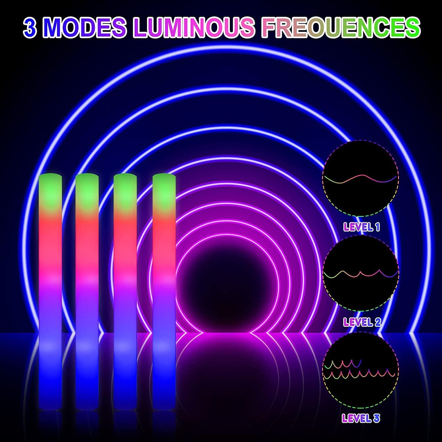 102개 LED 폼 스틱 응원 튜브 웨딩 배턴 완드 3 - Flashing Led Foam Sticks Party 리뷰 및 가격