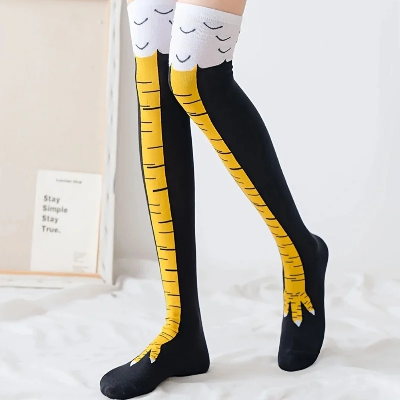 1/2켤레 치킨 발 모양 롱삭스 여성용 무릎 위 스타킹 - Funny Chicken Leg Socks 리뷰 및 가격