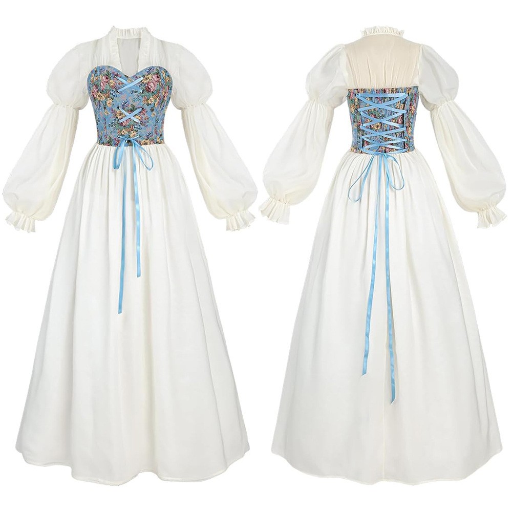 르네상스 스타일의 코르셋 허리 장식 드레스, 중세 시대 - Medieval Renaissance Dress Women 리뷰 및 가격