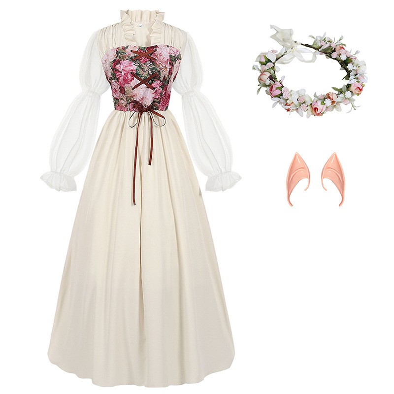 르네상스 스타일의 코르셋 허리 장식 드레스, 중세 시대 - Medieval Renaissance Dress Women 리뷰 및 가격