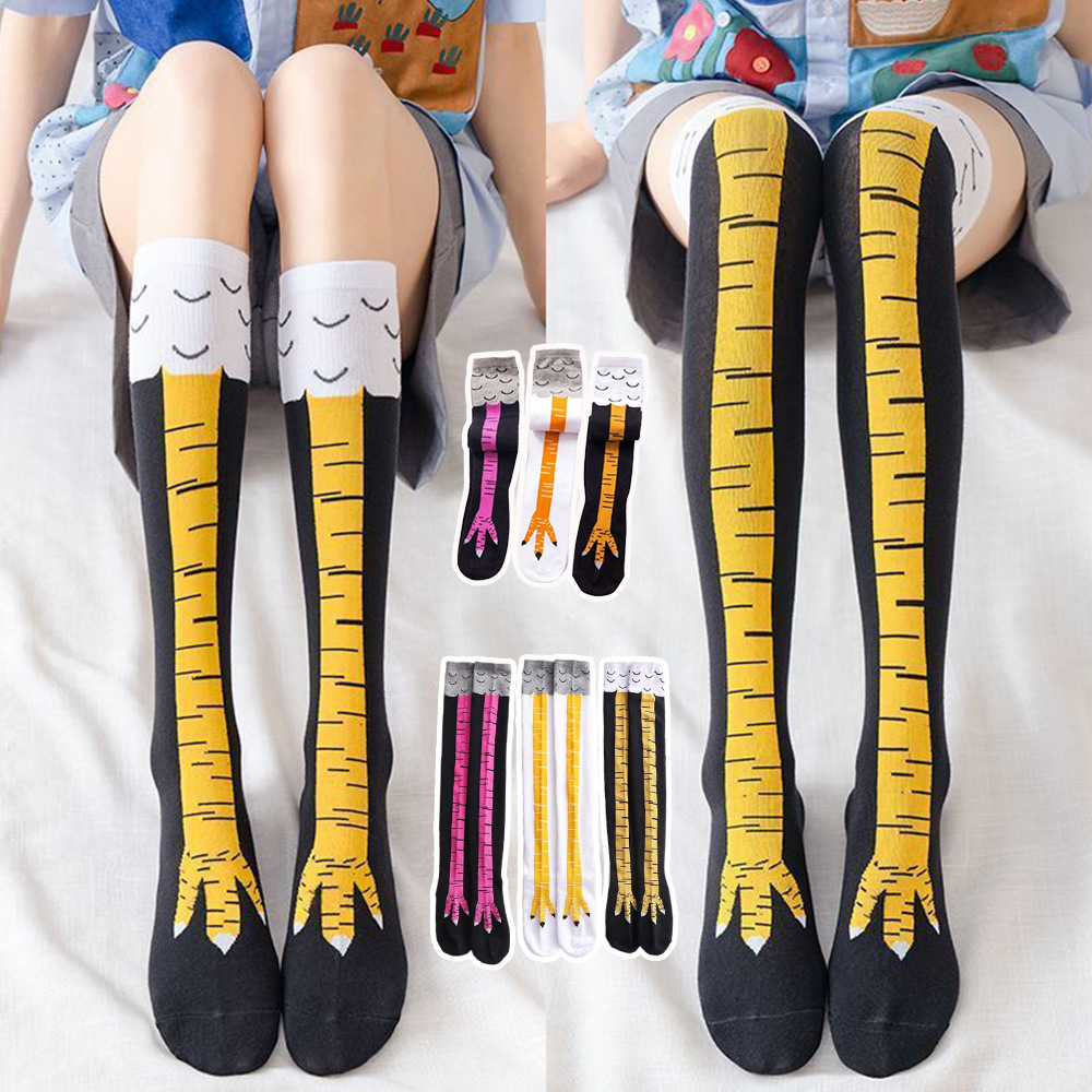 1-4쌍 여성용 니하이 양말 트렌디한 만화 캐릭터 닭발 - Funny Chicken Leg Socks 리뷰 및 가격